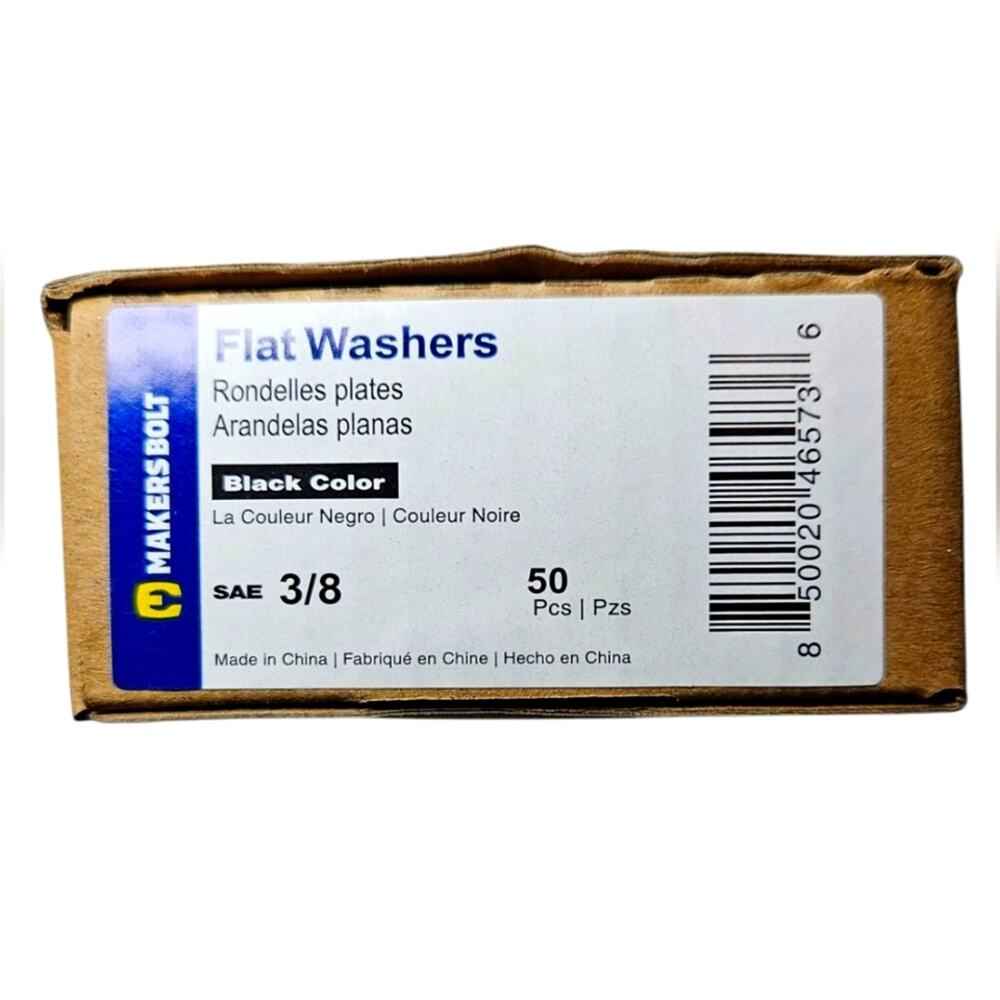 NWT Makers Bolt Black Flat Washers, 3/8 Size, Never Opened Or Used